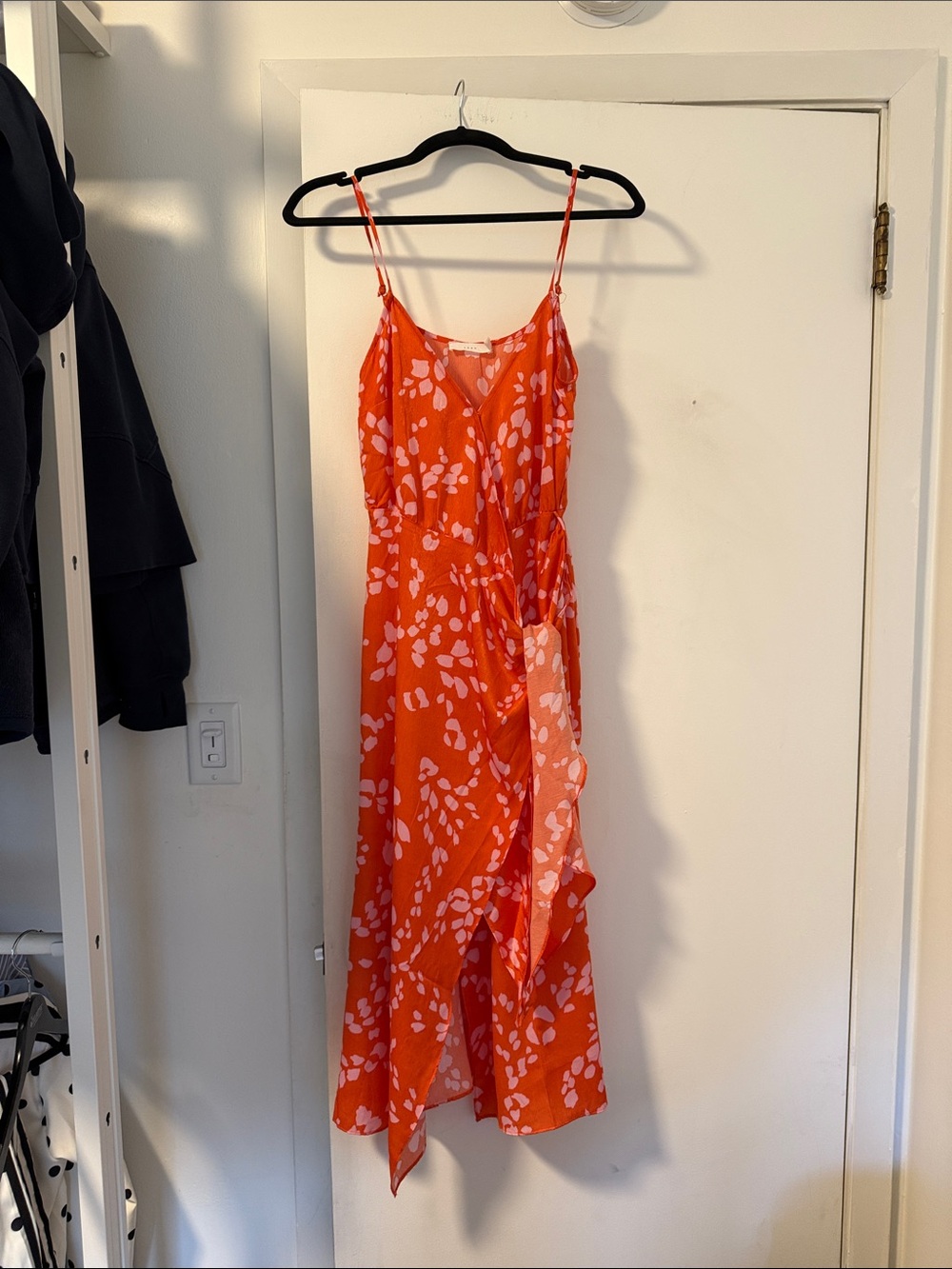 Lush Orange Floral Wrap Midi Dress